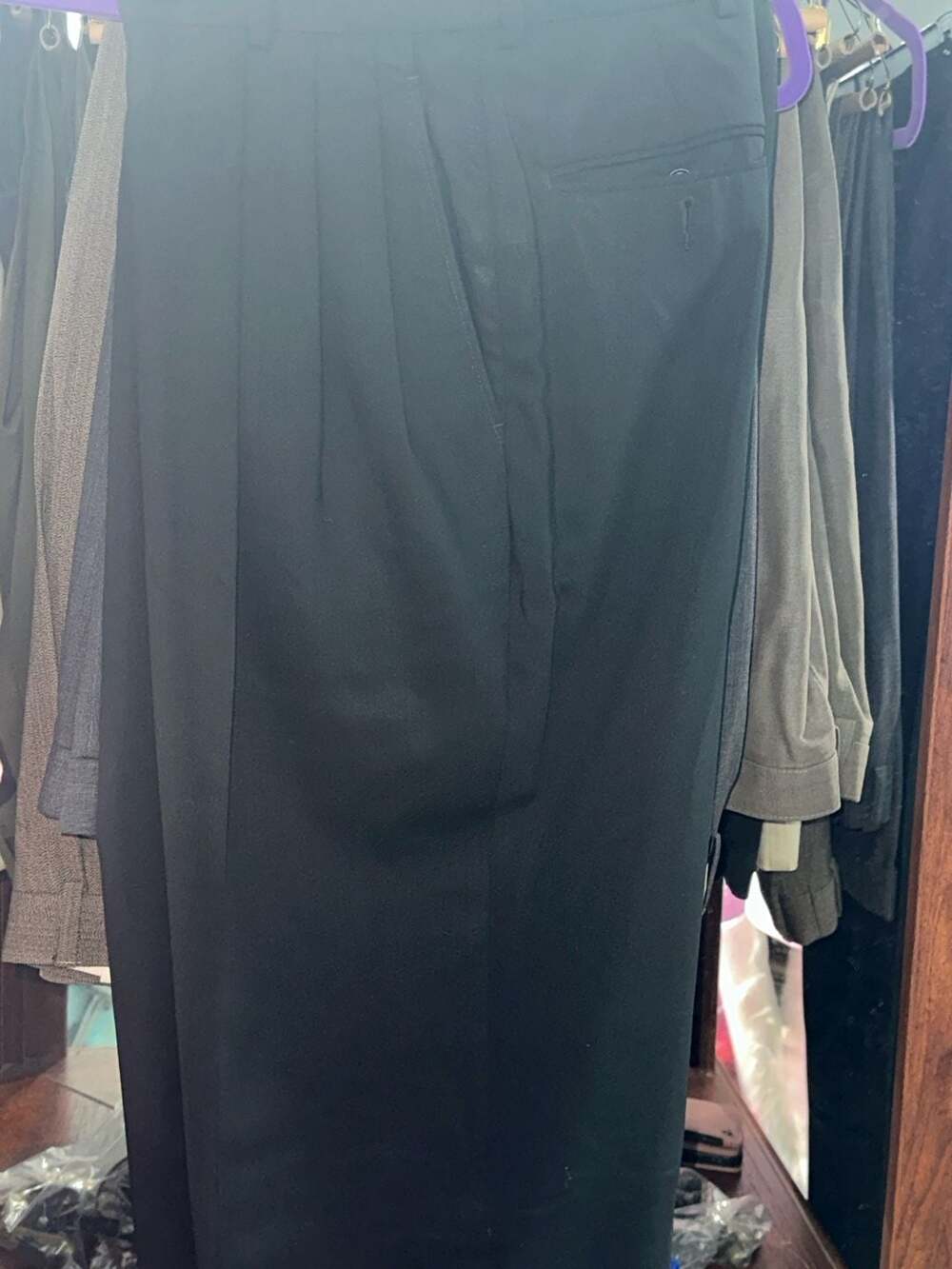 Metrostyle Black Pleated Wide Leg Dress Pants Trousers